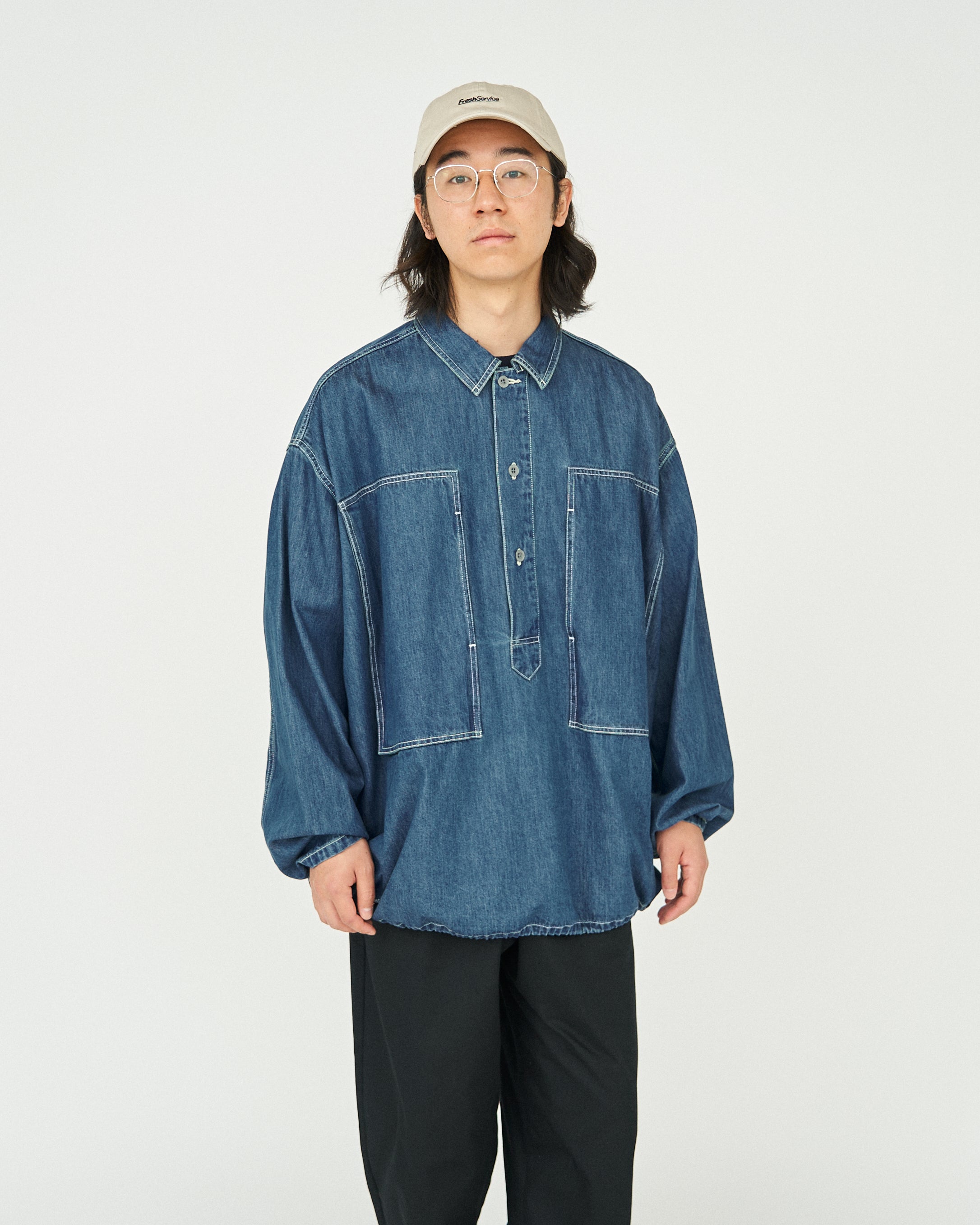 DENIM PULLOVER SHIRT(FADE INDIGO) – FreshService® official site