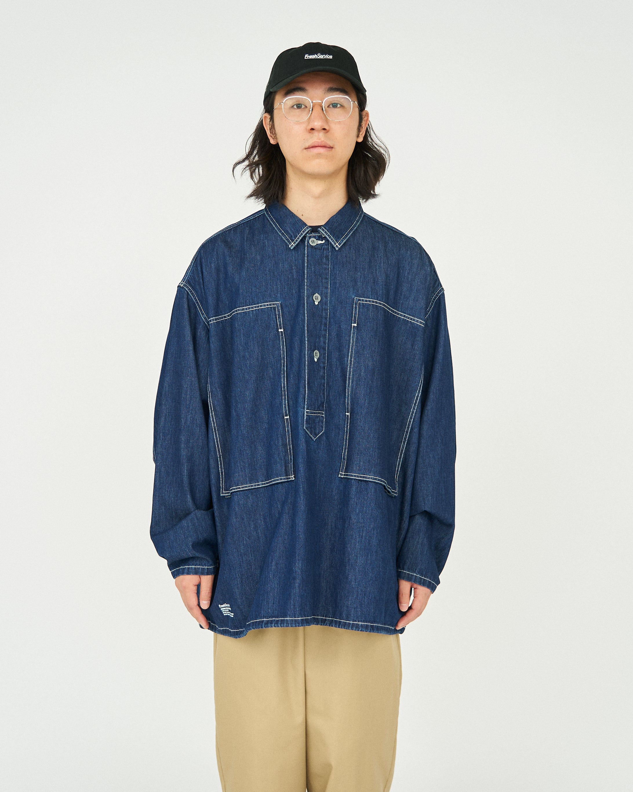 DENIM PULLOVER SHIRT(ONE WASH) – FreshService® official site