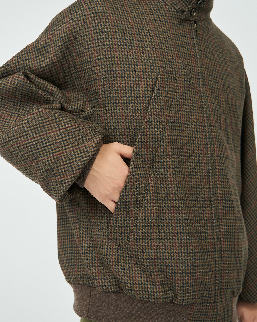 Classic Houndstooth Harrington Jacket