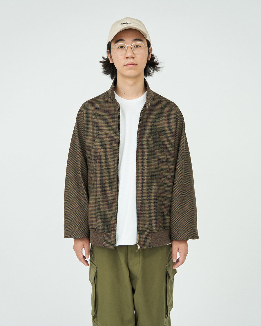 Classic Houndstooth Harrington Jacket