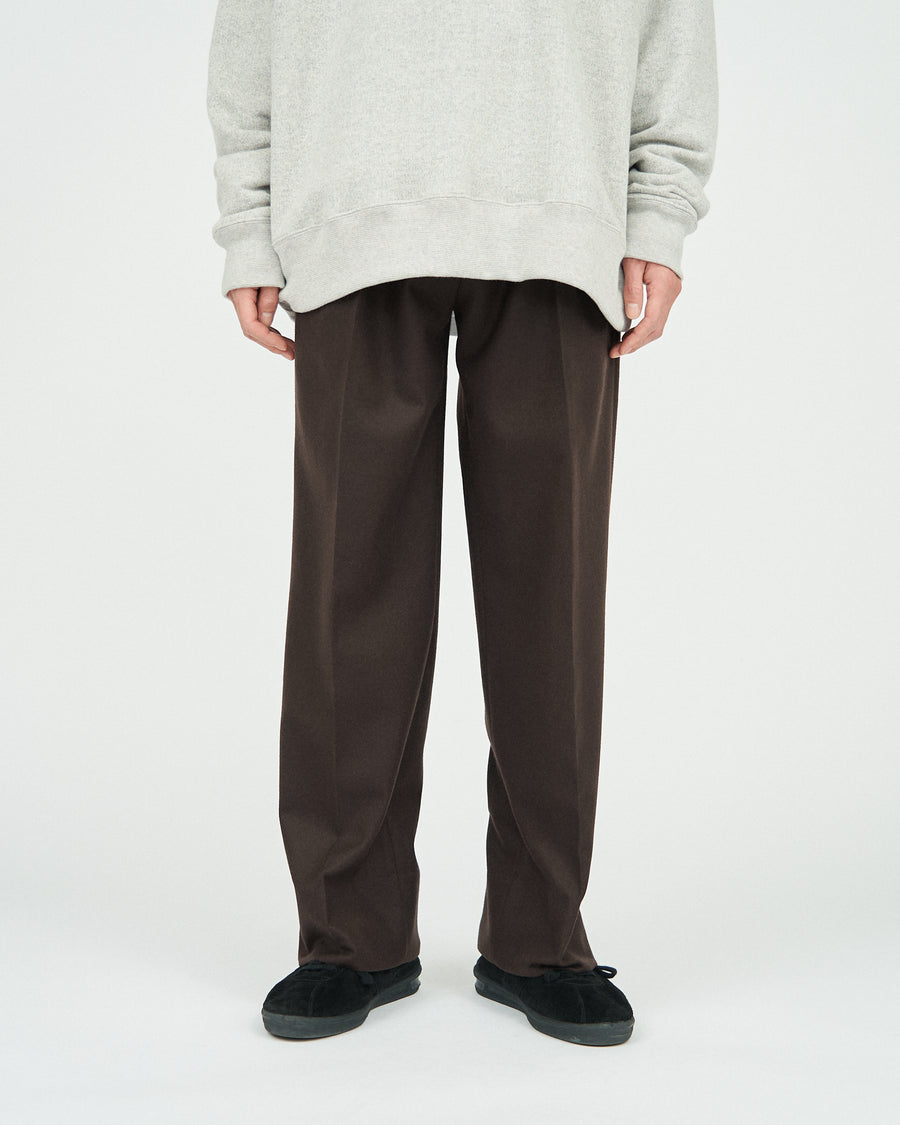 WOOL FRANNEL DRAPE 2-TUCK STRAIGHT SLACKS