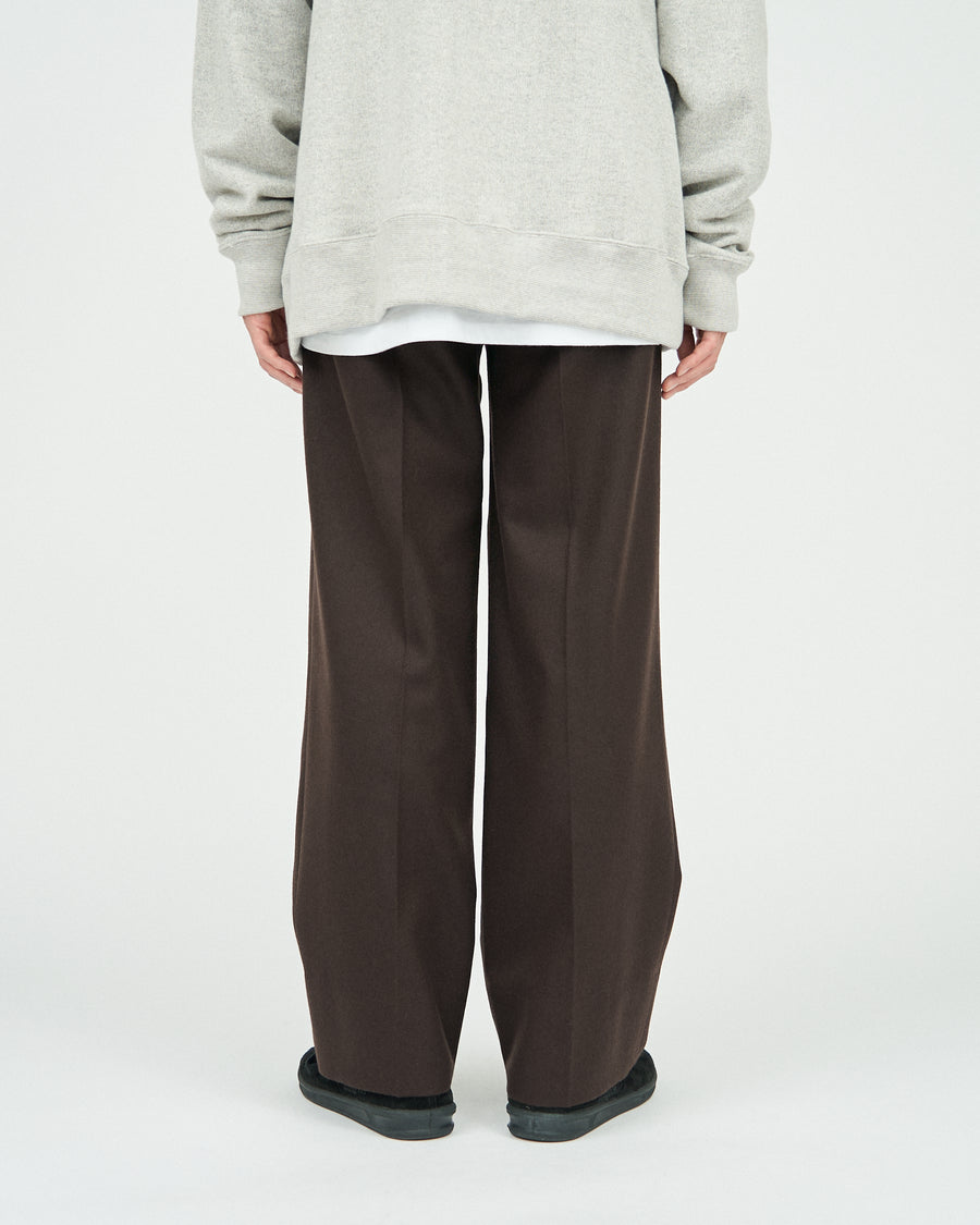 WOOL FRANNEL DRAPE 2-TUCK STRAIGHT SLACKS