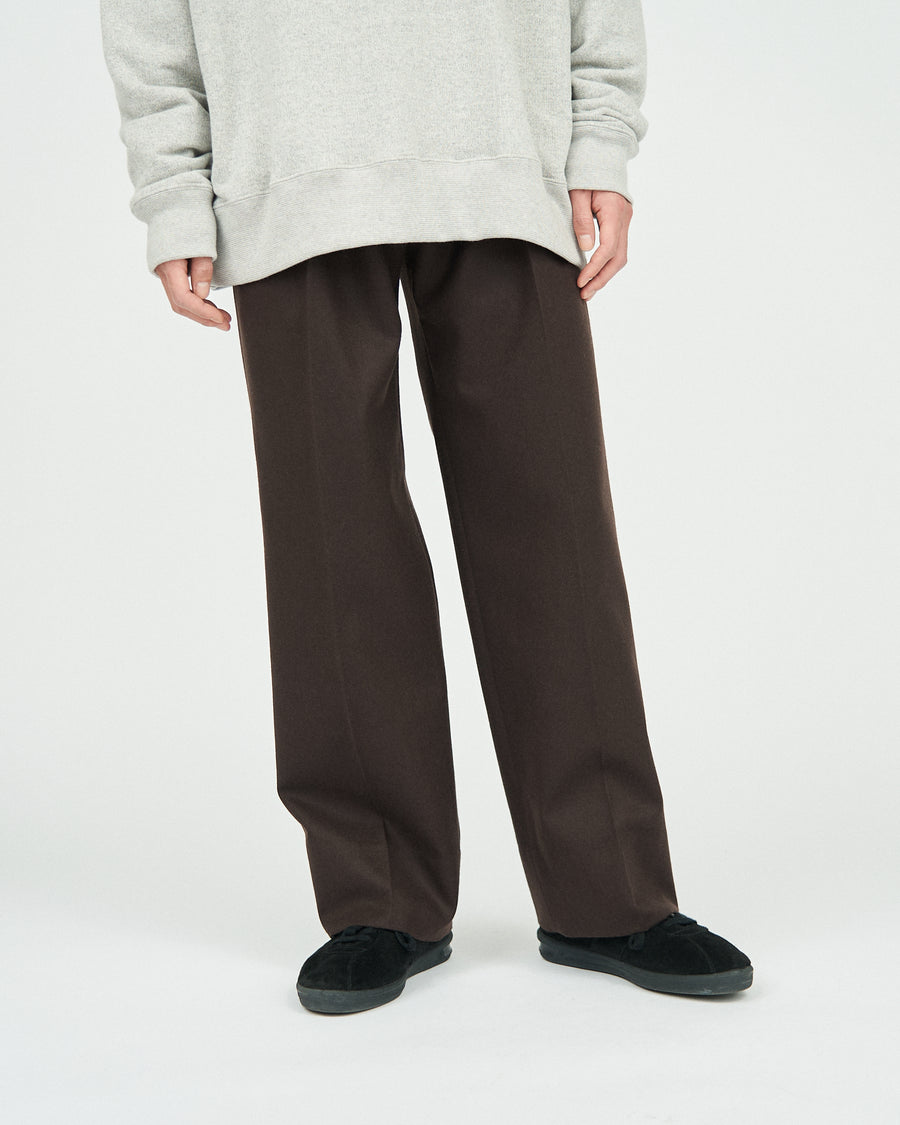 WOOL FRANNEL DRAPE 2-TUCK STRAIGHT SLACKS