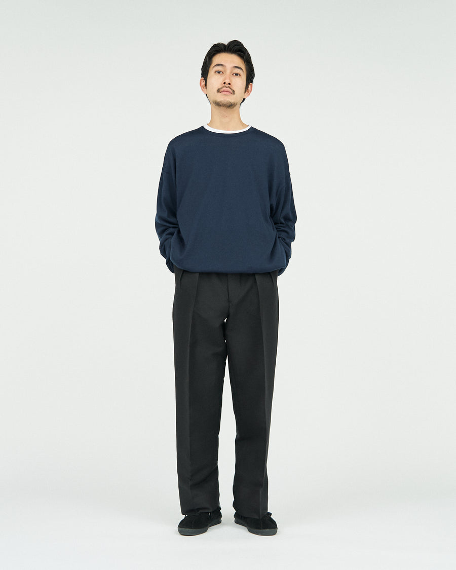 SILK AND WOOL SMOKING 2-TUCK STRAIGHT SLACKS