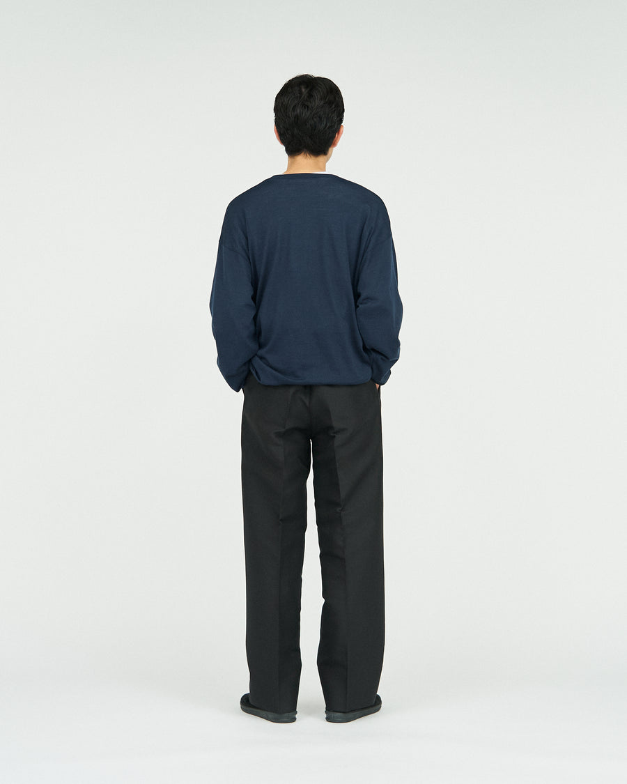 SILK AND WOOL SMOKING 2-TUCK STRAIGHT SLACKS