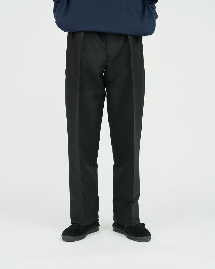 SILK AND WOOL SMOKING 2-TUCK STRAIGHT SLACKS