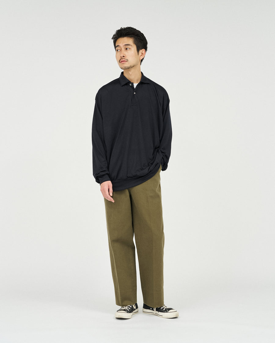 HEAVY PIMA TWILL 1-TUCK FRENCH ARMY TAPERED TROUSER