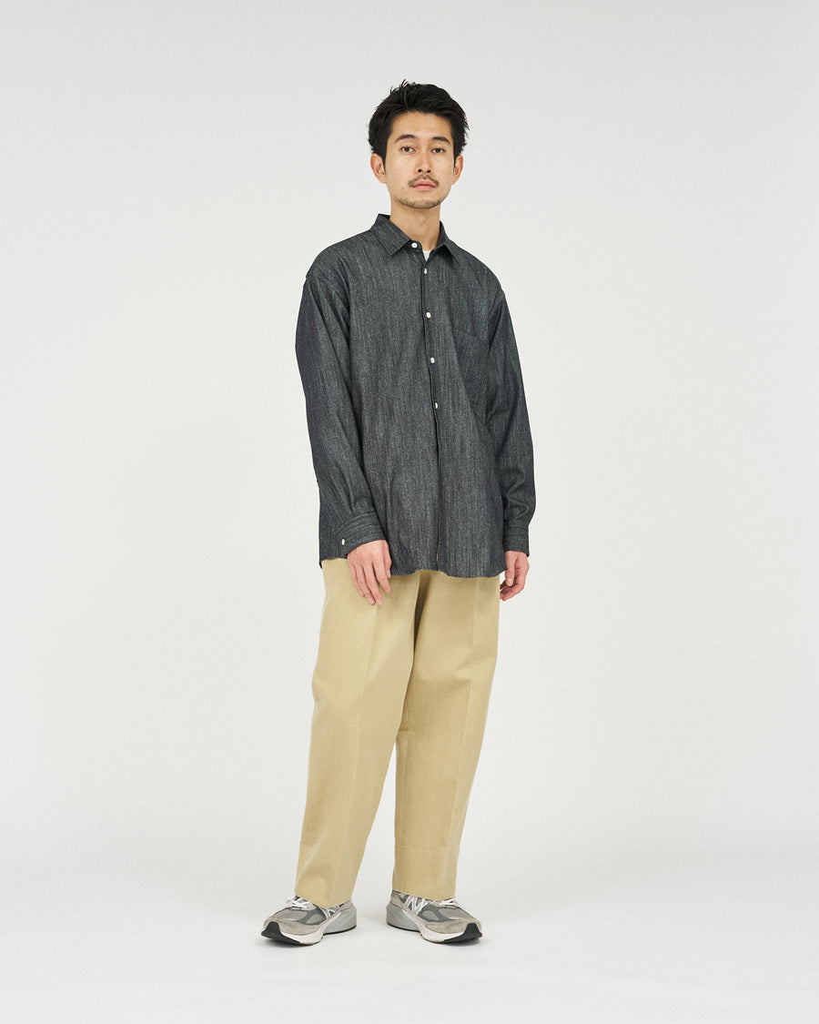 HEAVY PIMA TWILL 1-TUCK FRENCH ARMY TAPERED TROUSER