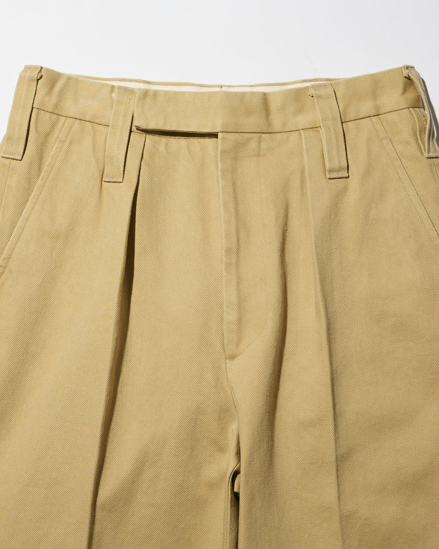 HEAVY PIMA TWILL 1-TUCK FRENCH ARMY TAPERED TROUSER