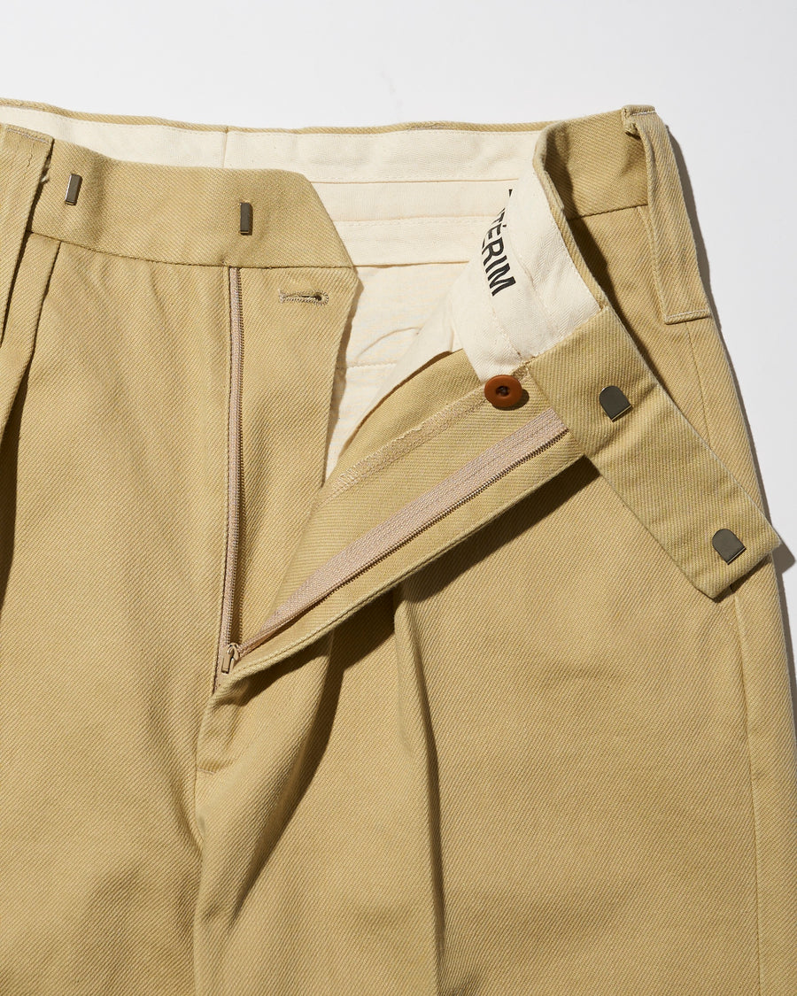 HEAVY PIMA TWILL 1-TUCK FRENCH ARMY TAPERED TROUSER