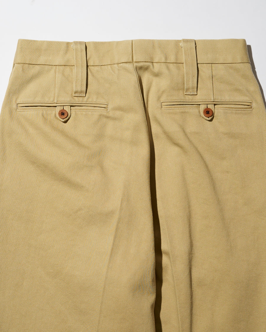 HEAVY PIMA TWILL 1-TUCK FRENCH ARMY TAPERED TROUSER