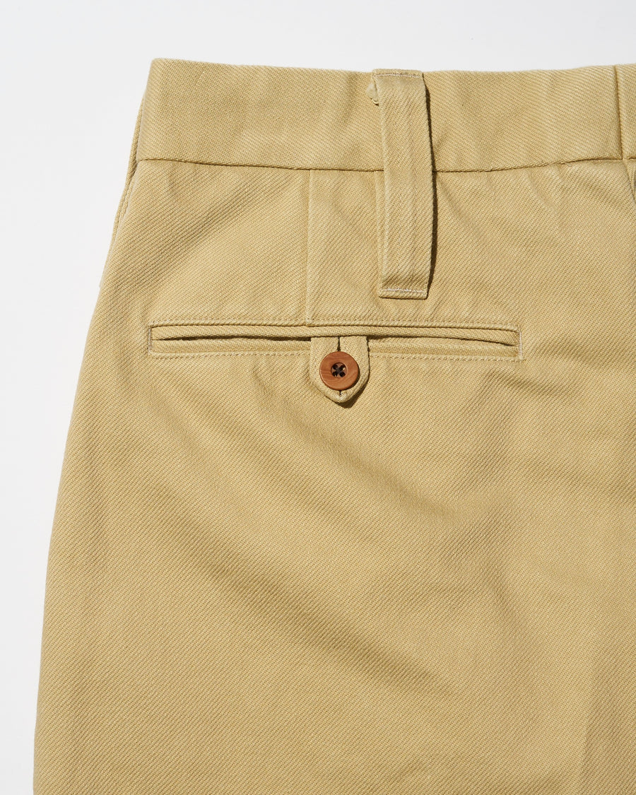 HEAVY PIMA TWILL 1-TUCK FRENCH ARMY TAPERED TROUSER