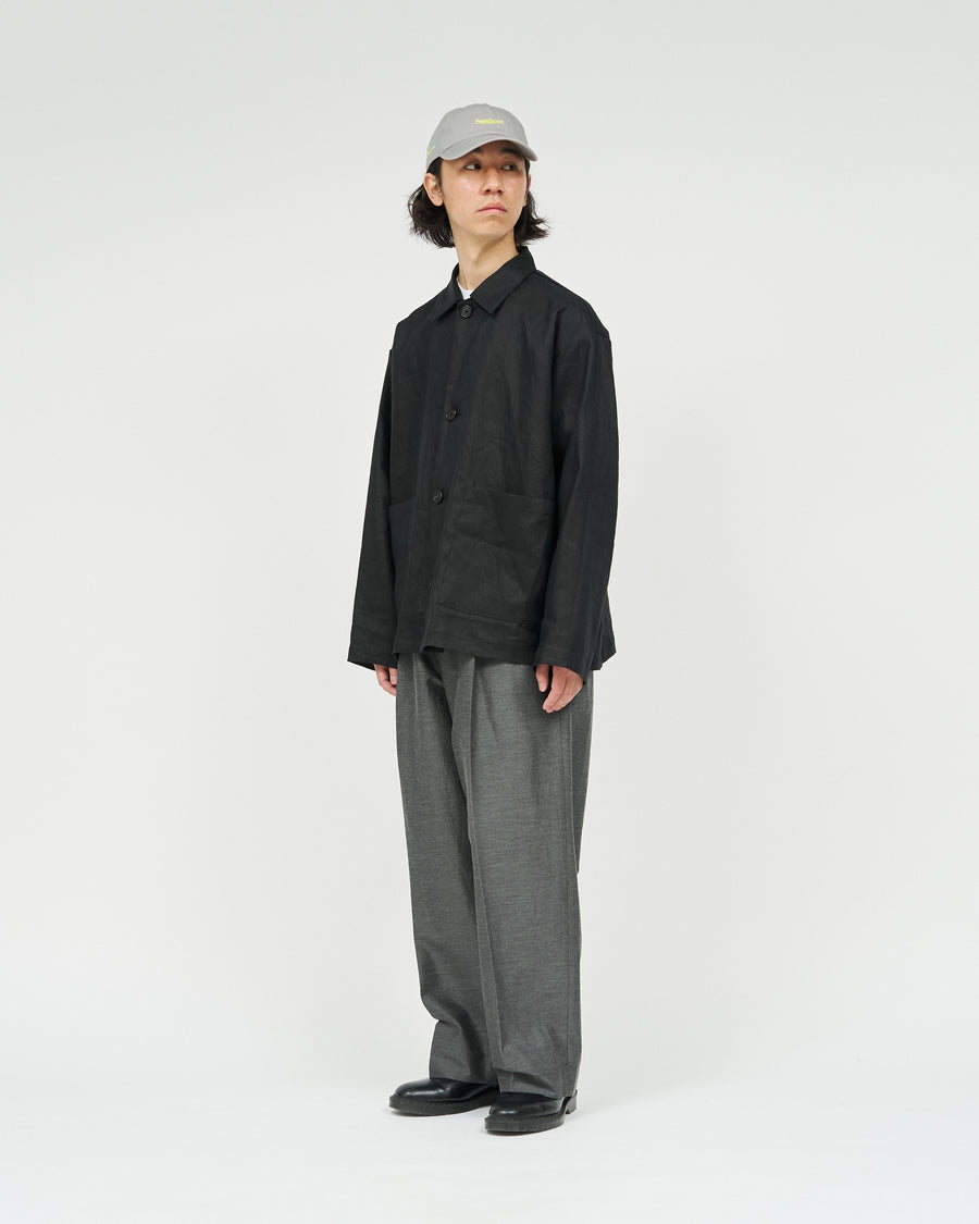 FreshService ブラックシャツジャケット SUITING LINEN OPEN COLLAR OVER SHIRT JACKET – FreshService