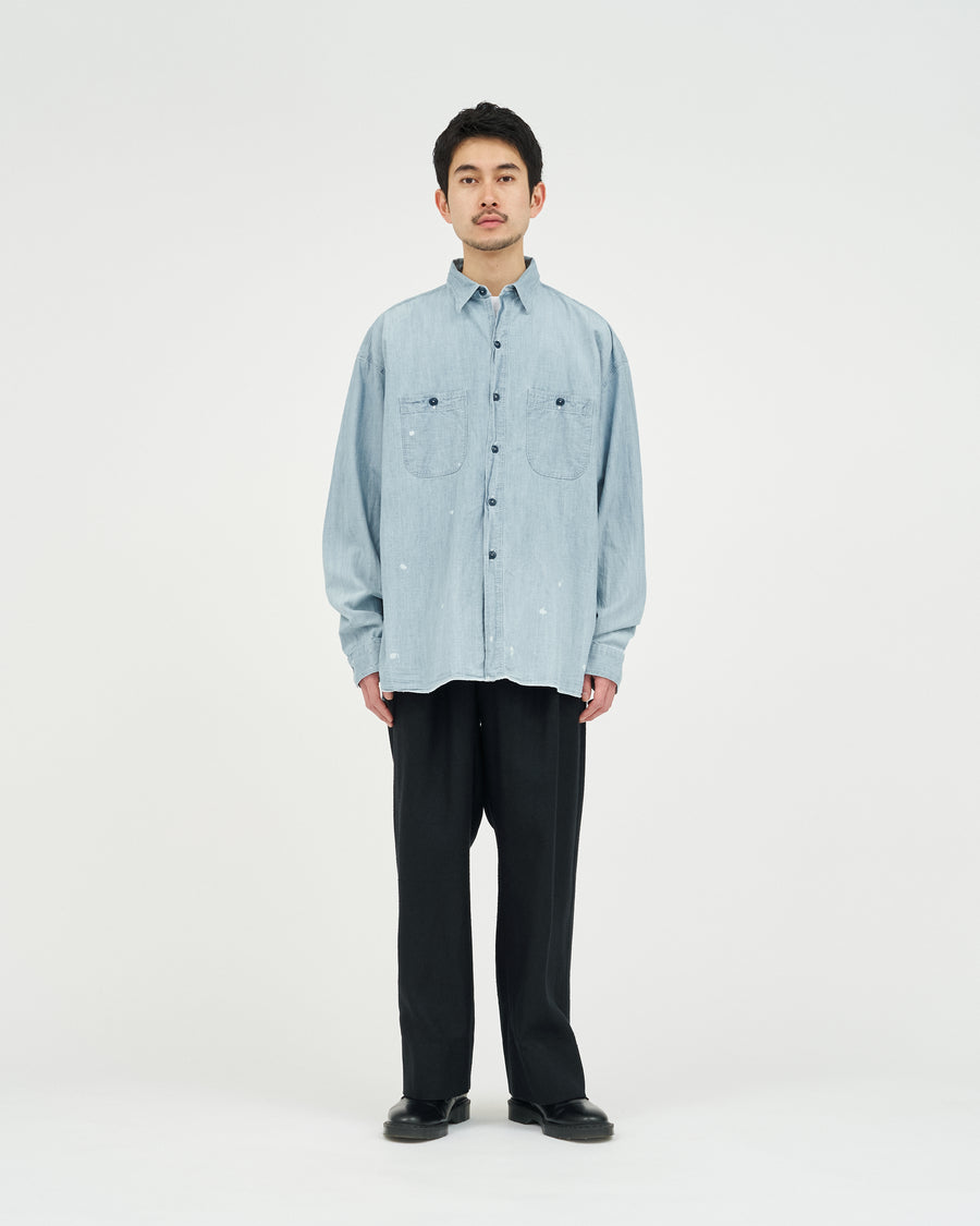 SPOT BLEACH VINTAGE WASH BLUE SHUTTLE CHAMBRAY HYPER BIG US NAVY