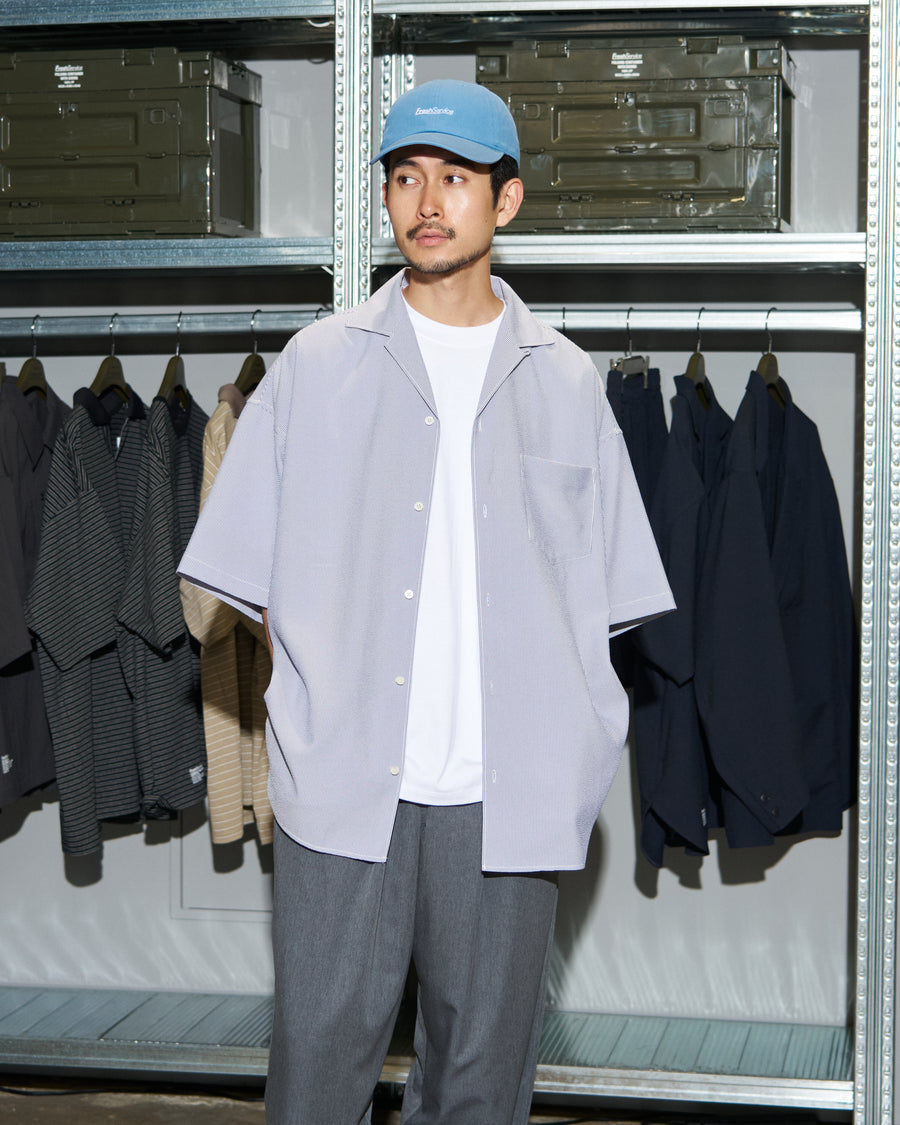 SEERSUCKER STRIPE OPEN COLLAR SHIRT – FreshService® official site