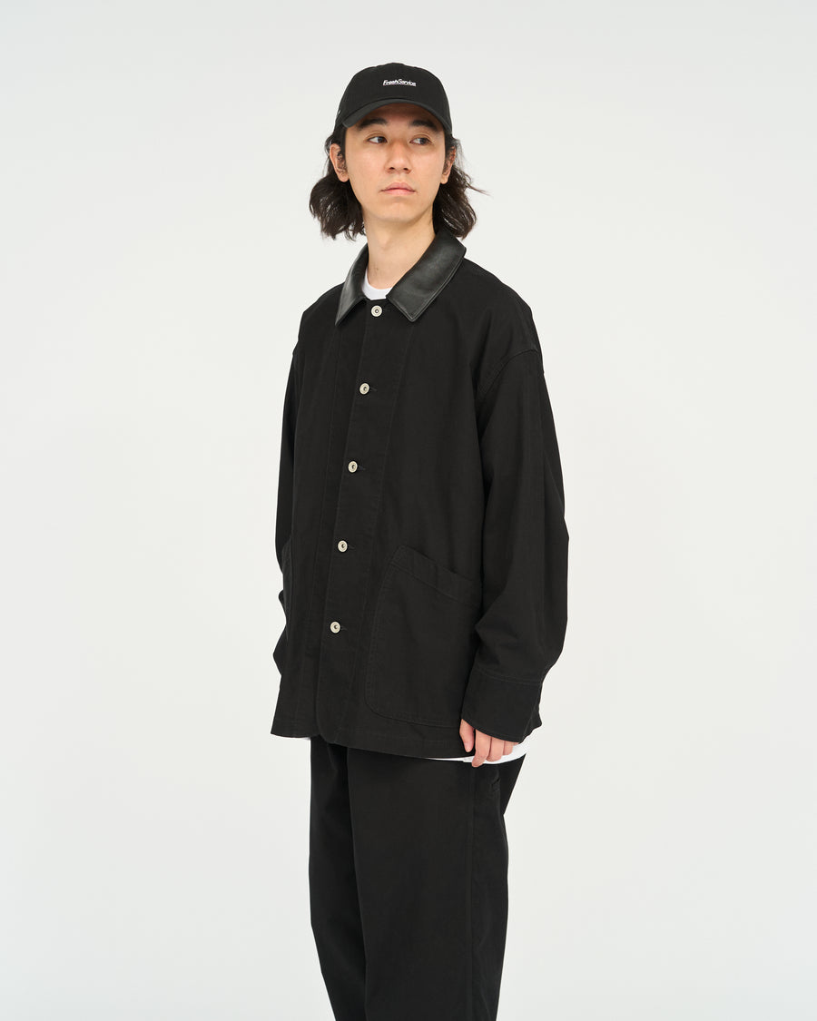 COTTON CANVAS LEATHER COLLAR WORK JACKET – FreshService® official site