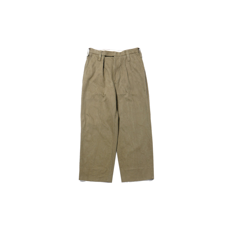 HEAVY PIMA TWILL 1-TUCK FRENCH ARMY TAPERED TROUSER