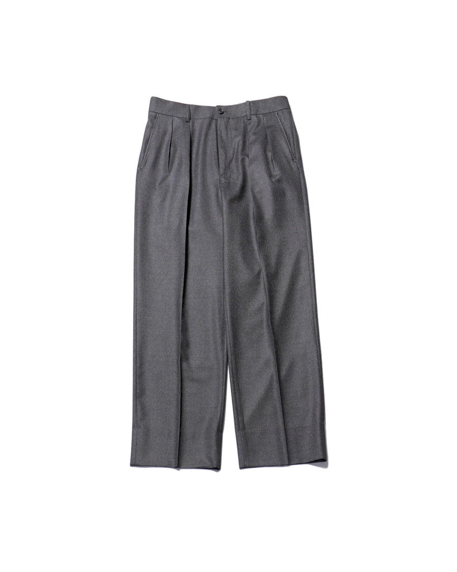 SUPER 120'S LIGHT WOOL FRANO WITH LEATHER PIPING 2-TUCK STRAIGHT