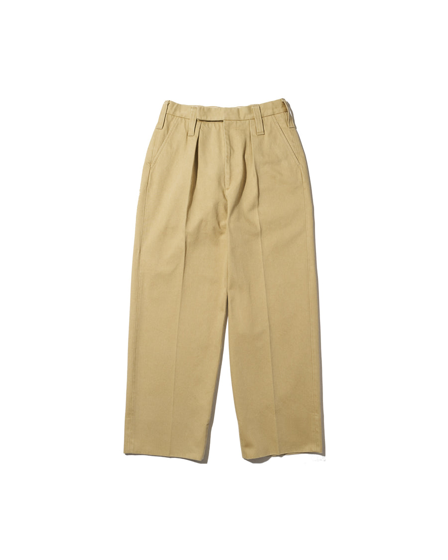 HEAVY PIMA TWILL 1-TUCK FRENCH ARMY TAPERED TROUSER