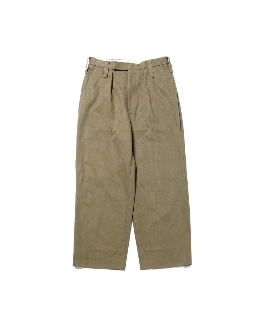HEAVY PIMA TWILL 1-TUCK FRENCH ARMY TAPERED TROUSER